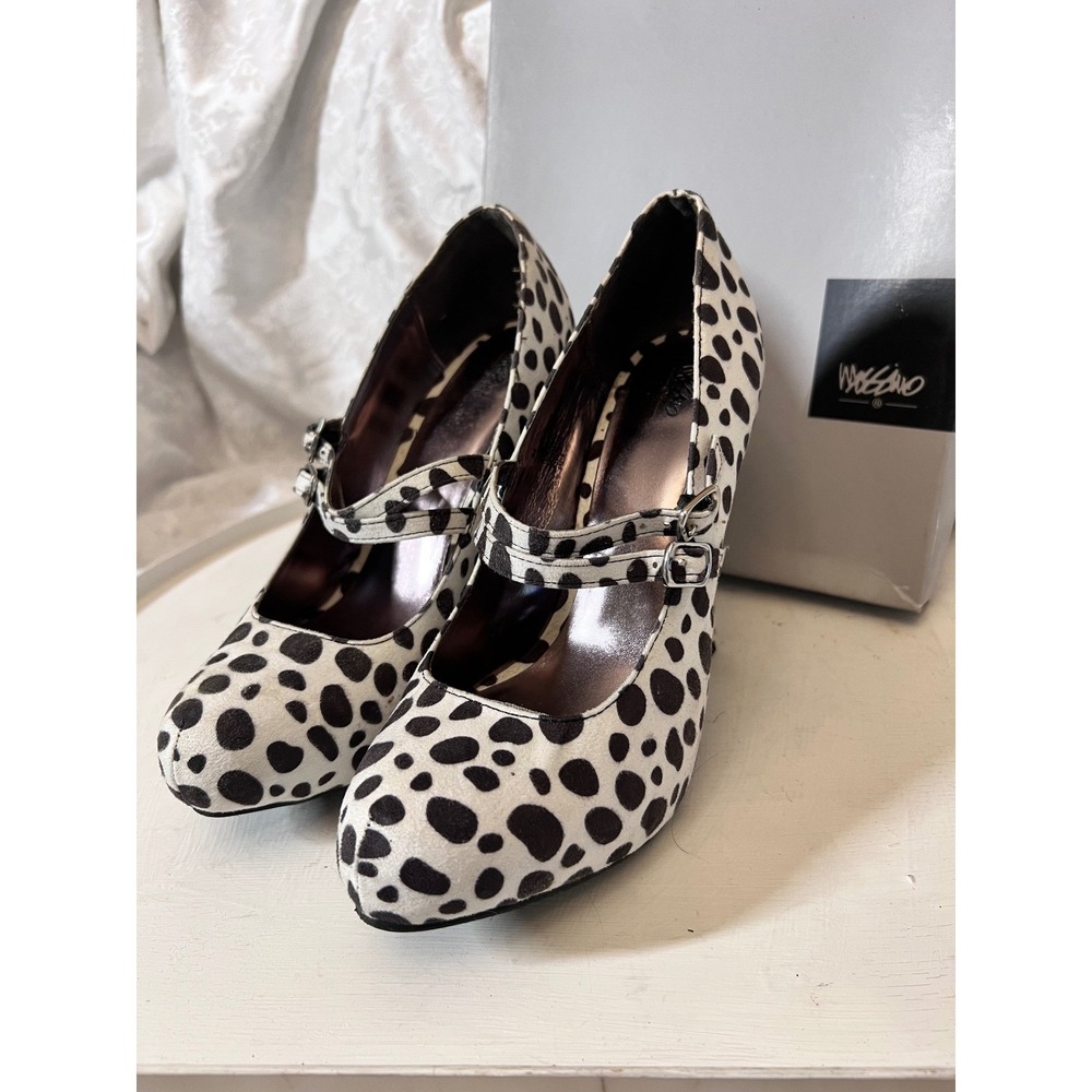 Mossimo Kaitlynn Dalmatian Print Platform Pumps Mary Jane Heels Black White 8.5t